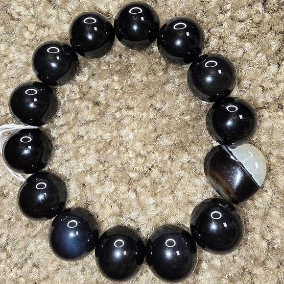 Rainbow Obsidian Bracelet With Heart - Picture 11 of 15